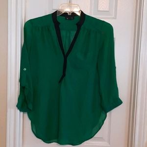 Chiffon roll tab sleeve top